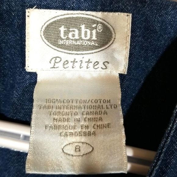 Vintage Denim Embroidered Dress - Maxi Long Blue Jean Dress - TABI - Size 8 - Picture 3 of 9